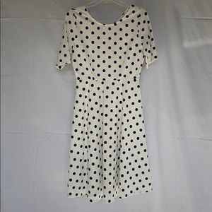 White and blue polka dot dress